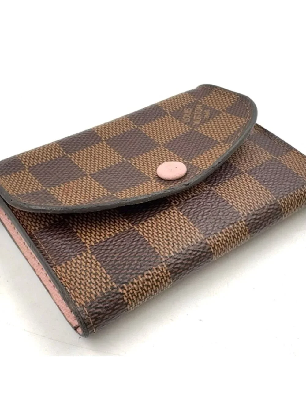 Louis Vuitton Porte-Monnaie Rosalie Damier Ebene Rose Ballerine Leather Brown